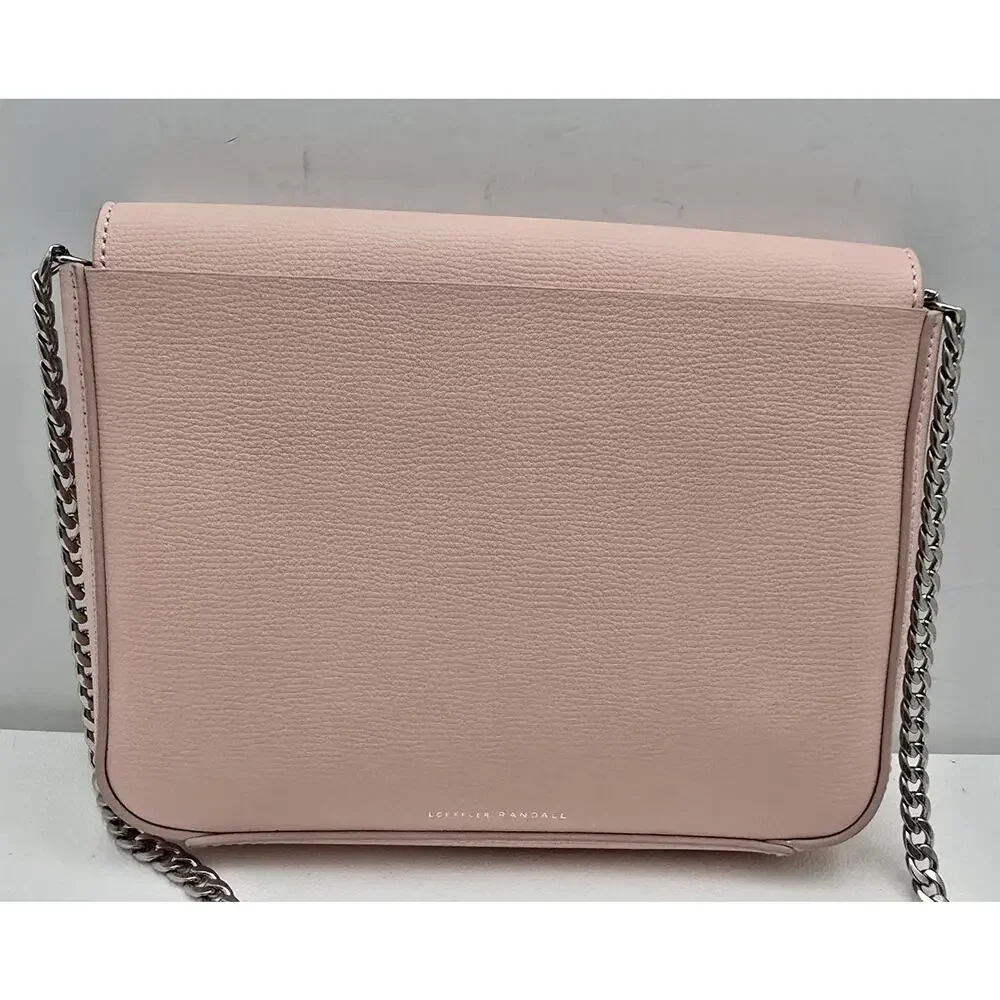 Loeffler Randall Leather Crossbody Clutch Salmon Pink Chain Strap Envelope Bag